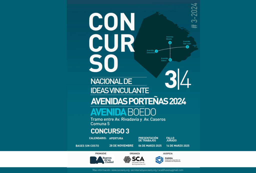 CONVOCATORIA CONCURSO NACIONAL DE IDEAS VINCULANTE 3/4 AVENIDAS PORTEÑAS, AVENIDA BOEDO – ARGENTINA