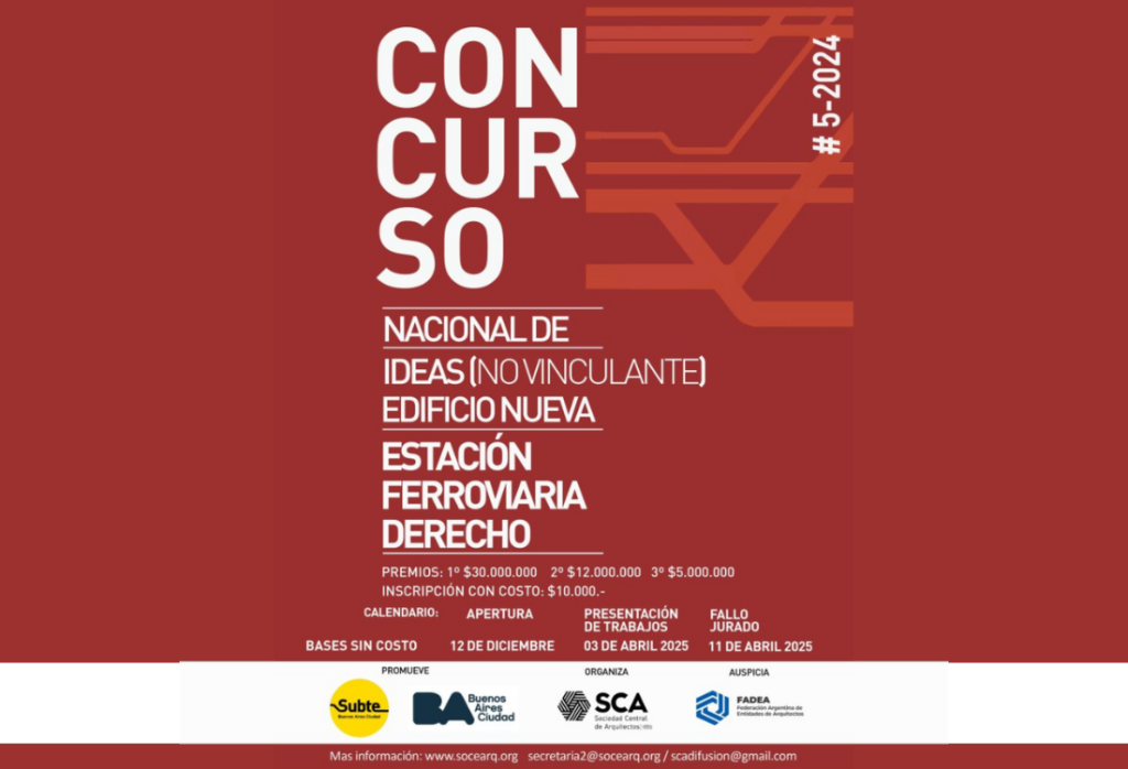 ConcConcurso Nacional de Ideas (No Vinculante) – Edificio Nueva- Estación Ferroviaria Derecho – Argentina