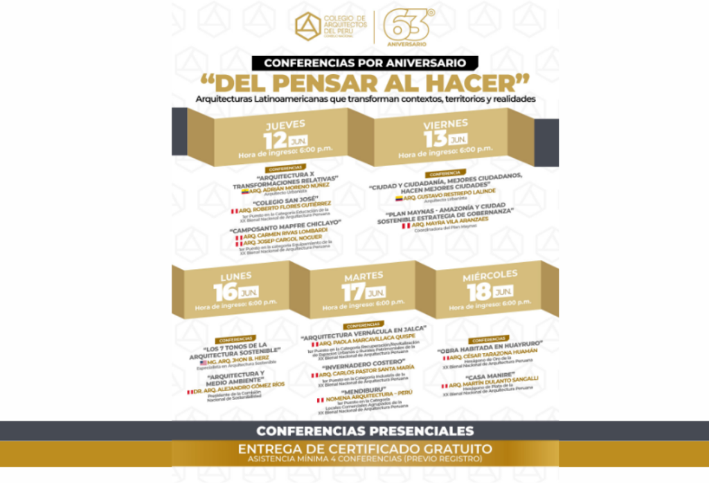 El Colegio de Arquitectos del Perú celebra su 63° aniversario del 9 al 20 de junio